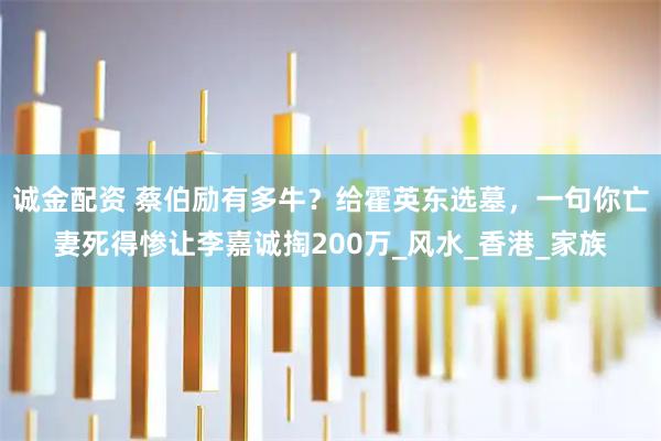 诚金配资 蔡伯励有多牛？给霍英东选墓，一句你亡妻死得惨让李嘉诚掏200万_风水_香港_家族